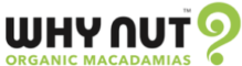 black and bright green Why Nut Organic Macadamias logo